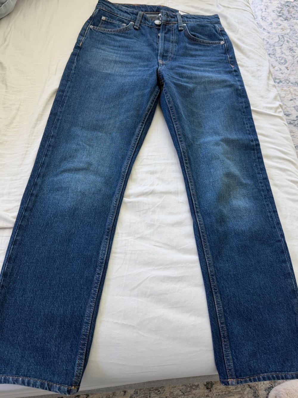 rag & bone Straight-Leg Jeans in Medium Blue Wash